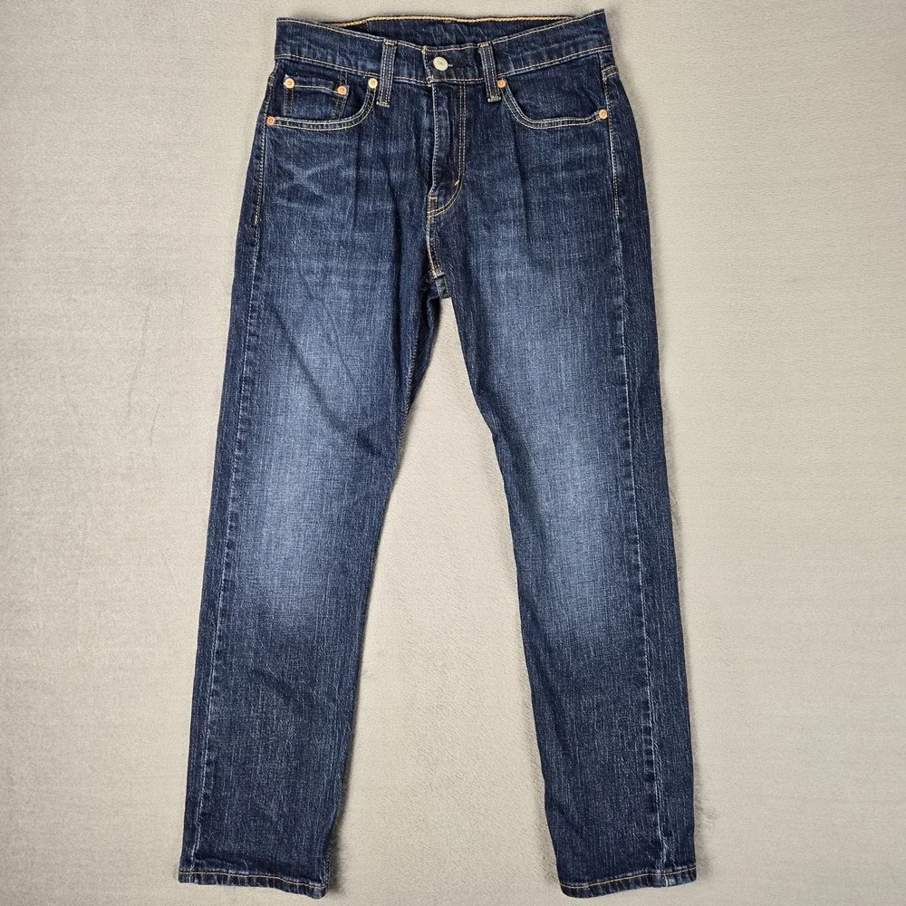 Levis 502 Jeans Mens 29x30 (Fits 29x28) Dark‎ Wash Blue Denim Taper Fit Outdoors